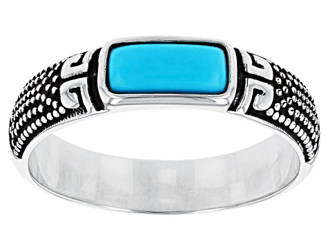 Sleeping Beauty Turquoise Rhodium Over Sterling Silver Band Ring
