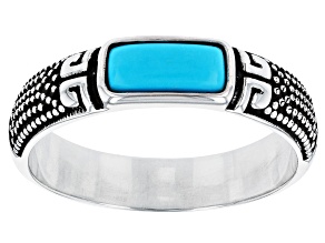 Sleeping Beauty Turquoise Rhodium Over Sterling Silver Band Ring