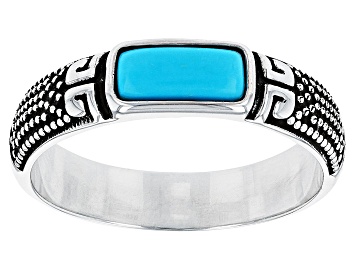 Picture of Sleeping Beauty Turquoise Rhodium Over Sterling Silver Band Ring