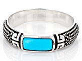 Sleeping Beauty Turquoise Rhodium Over Sterling Silver Band Ring