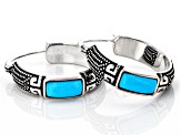 Sleeping Beauty Turquoise Rhodium Over Sterling Silver Hoop Earrings