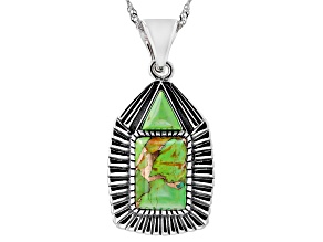 Green Turquoise Rhodium Over Sterling Silver Enhancer with Chain