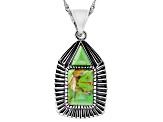 Green Turquoise Rhodium Over Sterling Silver Enhancer with Chain