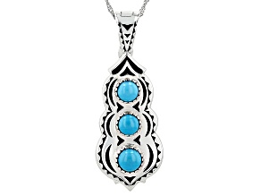 Sleeping Beauty Turquoise Rhodium Over Sterling Silver Enhancer With Chain
