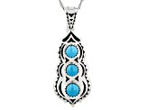 Sleeping Beauty Turquoise Rhodium Over Sterling Silver Enhancer With Chain