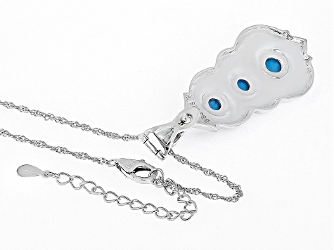 Sleeping Beauty Turquoise Rhodium Over Sterling Silver Enhancer With Chain