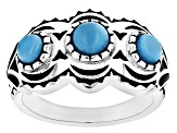 3 Stone Sleeping Beauty Turquoise Rhodium Over Sterling Silver Ring