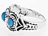 3 Stone Sleeping Beauty Turquoise Rhodium Over Sterling Silver Ring