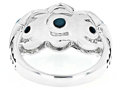 3 Stone Sleeping Beauty Turquoise Rhodium Over Sterling Silver Ring