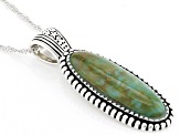 Oval Green Kingman Sterling Silver Pendant With Chain