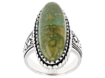 Picture of Oval Green Kingman Sterling Silver Ring