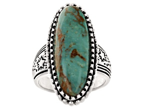 Oval Green Kingman Sterling Silver Ring 28x9mm