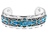 Blue Turquoise Inlay Sterling Silver Cuff Bracelet