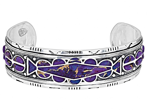 Purple Turquoise Inlay Sterling Silver Cuff Bracelet
