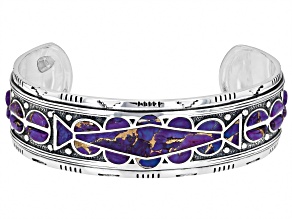 Purple Turquoise Inlay Sterling Silver Cuff Bracelet
