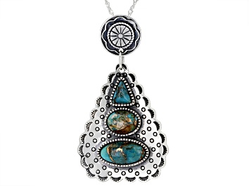 Picture of Southwest Style by JTV™ Blue Mohave Kingman Turquoise Sterling Silver Pendant With Chain