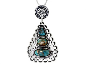 Southwest Style by JTV™ Blue Mohave Kingman Turquoise Sterling Silver Pendant With Chain