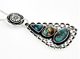 Southwest Style by JTV™ Blue Mohave Kingman Turquoise Sterling Silver Pendant With Chain