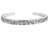 Rhodium Over Sterling Silver Tribal Design Cuff Bracelet