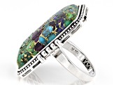 Blended Multi-Color Turquoise Rhodium Over Sterling Silver Ring