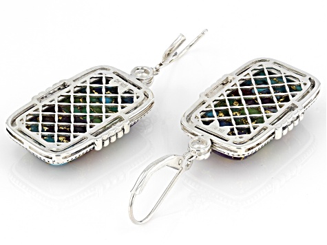 Blended Multi-Color Turquoise Rhodium Over Sterling Silver Earrings