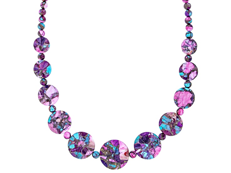 パワーストーン材 【jewelrypillow］2セット Blended Purple Spiny Oyster Shell and Turquoise Sterling Silver