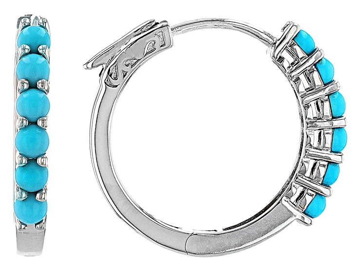 Round Sleeping Beauty Turquoise Sterling Silver Earrings