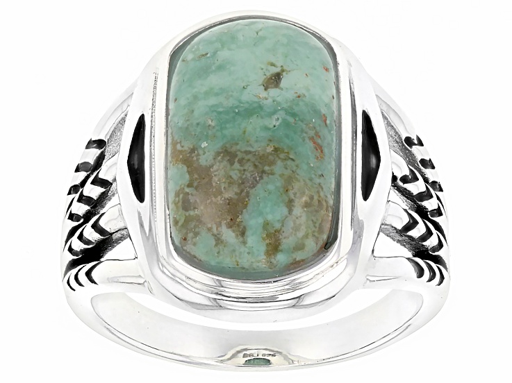 Green Kingman Turquoise Sterling Silver Ring 16x8mm