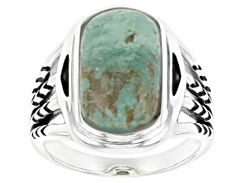 Picture of Green Kingman Turquoise Sterling Silver Ring 16x8mm