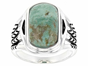 Green Kingman Turquoise Sterling Silver Ring 16x8mm