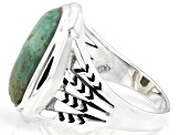 Green Kingman Turquoise Sterling Silver Ring 16x8mm