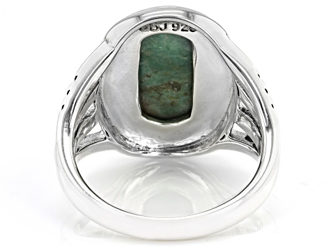 Green Kingman Turquoise Sterling Silver Ring 16x8mm