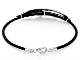 Leather Rhodium Over Sterling Silver Feather Bolo Bracelet