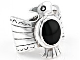 Black Onyx Rhodium Over Sterling Silver Thunderbird Ring