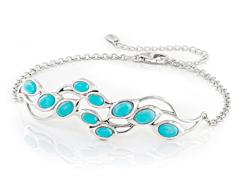 Sleeping Beauty Turquoise Rhodium Over Sterling Silver Bracelet