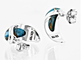Fancy Blue Kingman Mohave Turquoise Sterling Silver Earrings 18x7mm