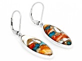 Blended Spiny Oyster Shell with Turquoise Rhodium Over Silver Earrings