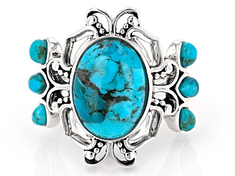 Mix Shaped Blue Turquoise Sterling Silver Ring