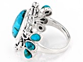 Mix Shaped Blue Turquoise Sterling Silver Ring