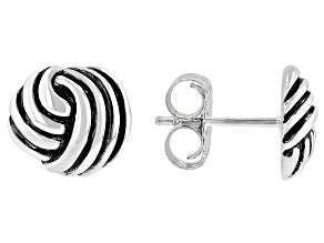 Knot Design Rhodium Over Sterling Silver Stud Earrings