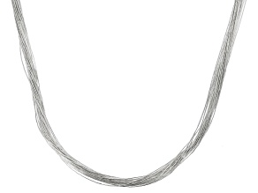 10 Strand 30" Liquid Silver Necklace