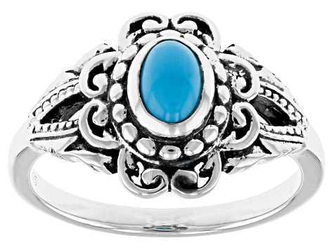 Oval Sleeping Beauty Turquoise Sterling Silver Ring