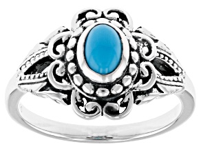 Oval Sleeping Beauty Turquoise Sterling Silver Ring