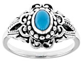 Oval Sleeping Beauty Turquoise Sterling Silver Ring