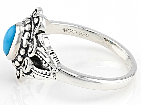 Oval Sleeping Beauty Turquoise Sterling Silver Ring