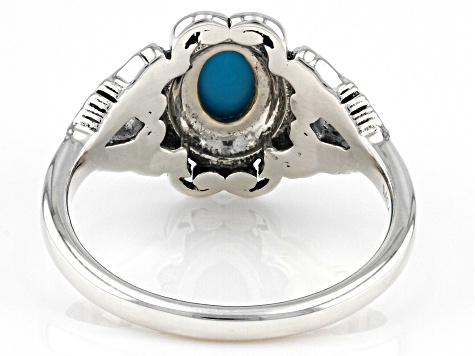 Oval Sleeping Beauty Turquoise Sterling Silver Ring