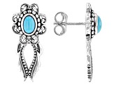 Oval Sleeping Beauty Turquoise Sterling Silver Earrings