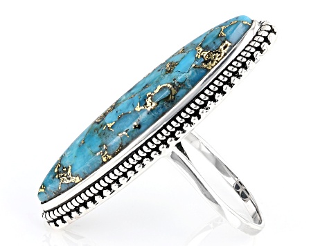 Marquise Blue Turquoise Sterling Silver Ring