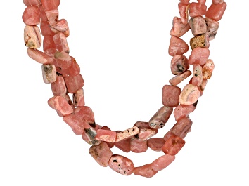 Picture of 3-Strand Pink Nugget Rhodochrosite Sterling Silver Necklace