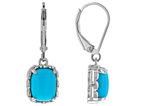 9x7mm Rectangular Cushion Sleeping Beauty Turquoise Rhodium Over Sterling Silver Earrings